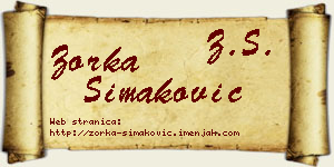 Zorka Simaković vizit kartica